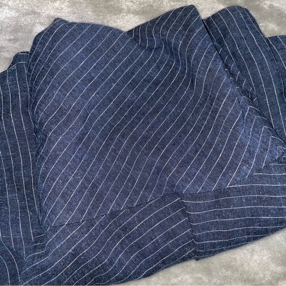 Banana Republic Navy Striped Linen Blend Mini Fit & Flare Dress Size 2 - Picture 3 of 9